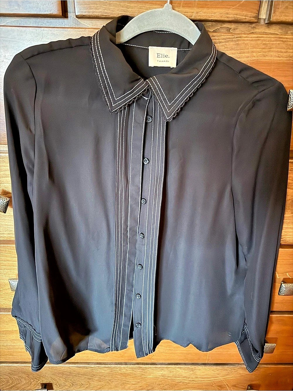 Elie Tahari Black Button Down Blouse Like New